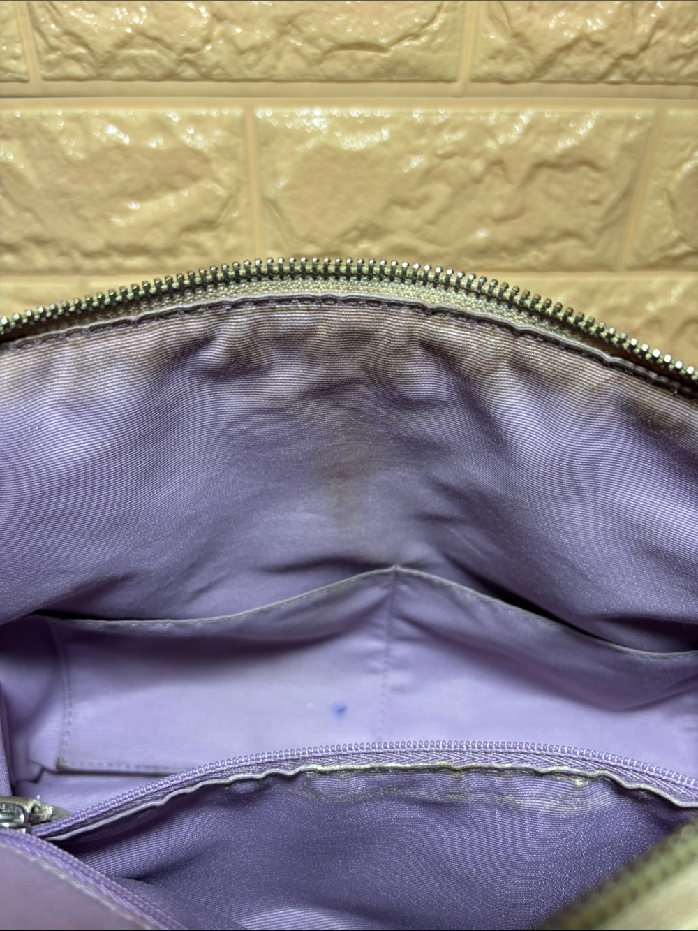 Coach Chelsea Heritage Signature Stripe Satchel Bag in Light Khaki and Silver - Picture 12 of 17